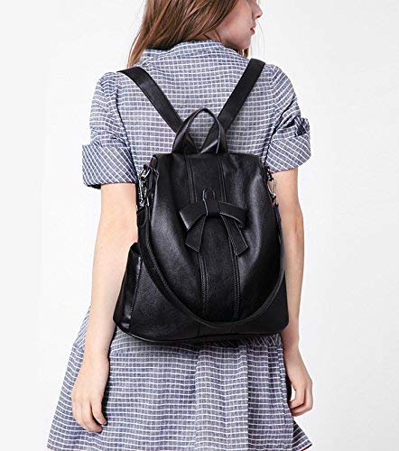 UTO Mujer Dama ANTI-THEFT Mochila Monedero PU Cuero Convertible Señora Mochila Arcoknot Bolsa