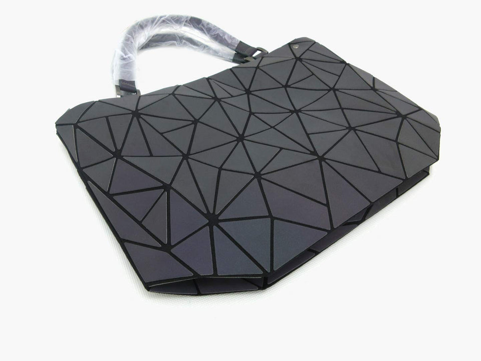 Huameibang - Bolsas de hombro y bolsos geométricos luminosos de piel ecológica para mujer (arcoíris)