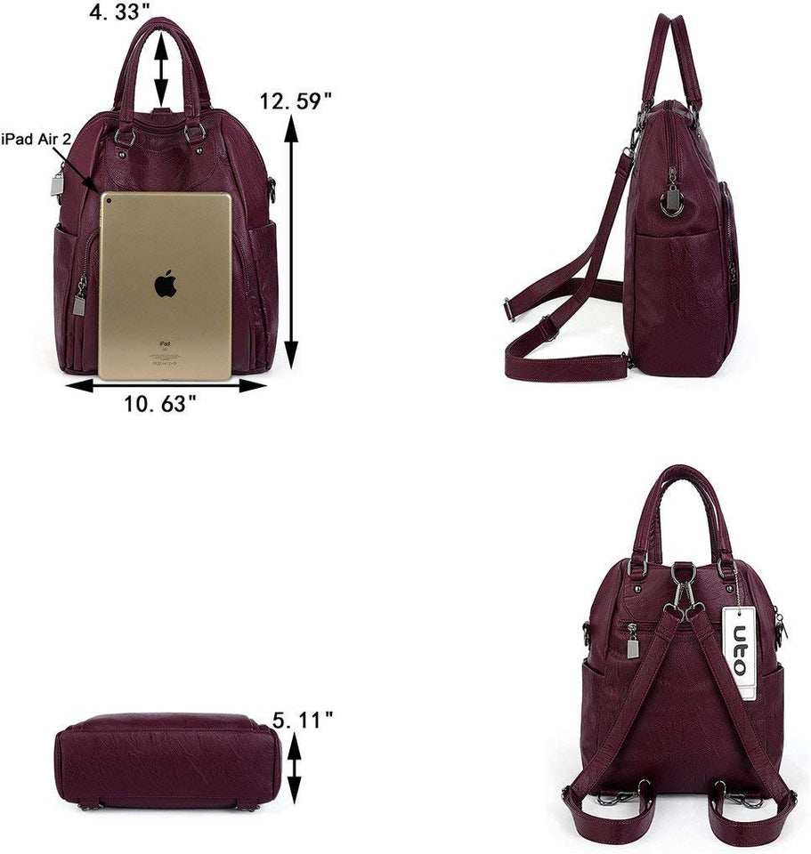 UTO Bolsa Mochila de Dama Mujer Moda Cuero Sintético Crossbody Bolsa de Hombro con Asas