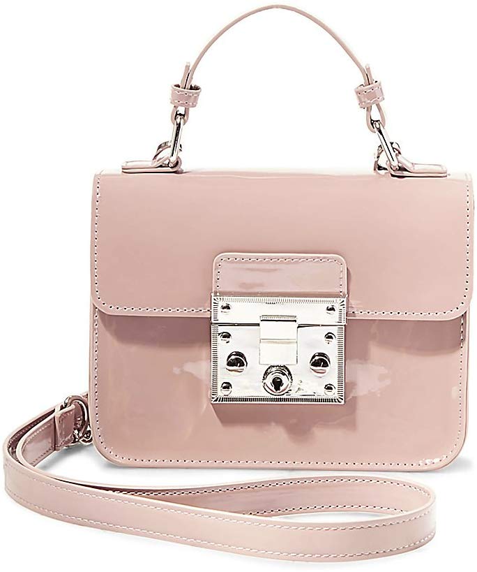 Steve Madden Evie - Bolso de mano para mujer con asa superior de piel sintética con solapa estructurada y cierre de presión