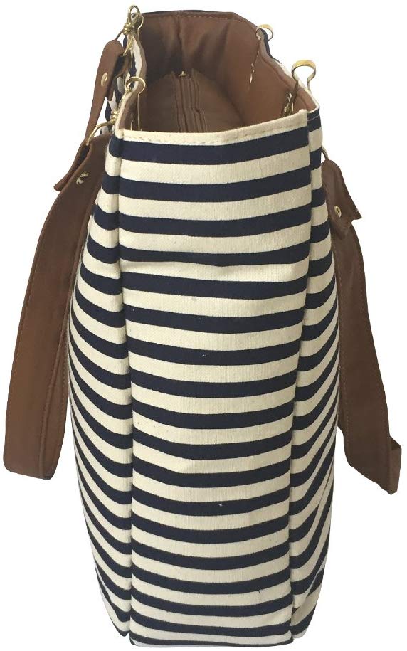 Bolsa Para Mujer. De playa y de tela.Blanco y rayas azules. Ultra ligera, comoda y practica. Disponible en color Blanco,Negro,Camel,Rosa y Amarillo.