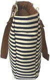 Bolsa Para Mujer. De playa y de tela.Blanco y rayas azules. Ultra ligera, comoda y practica. Disponible en color Blanco,Negro,Camel,Rosa y Amarillo.