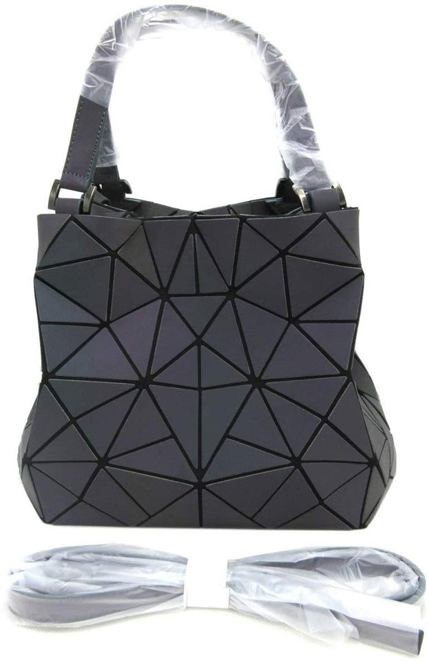Huameibang - Bolsas de hombro y bolsos geométricos luminosos de piel ecológica para mujer (arcoíris)
