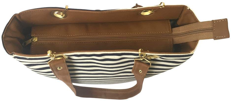 Bolsa Para Mujer. De playa y de tela.Blanco y rayas azules. Ultra ligera, comoda y practica. Disponible en color Blanco,Negro,Camel,Rosa y Amarillo.