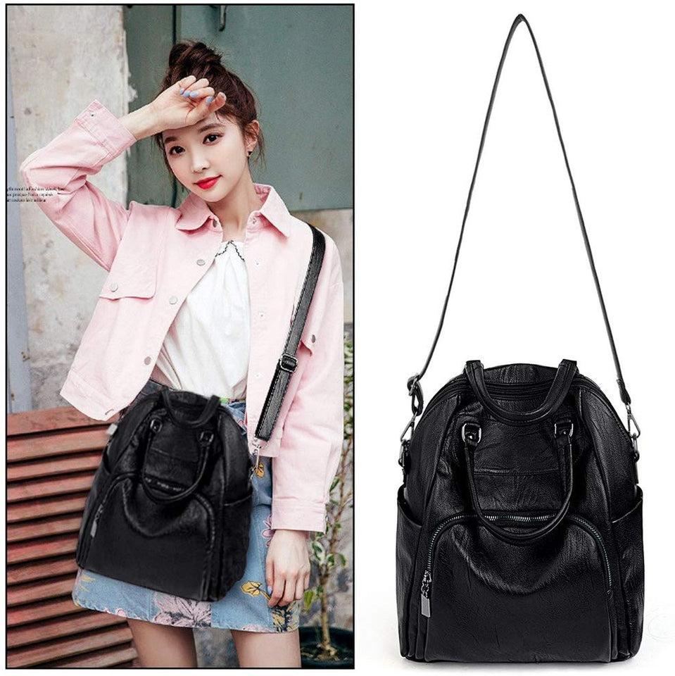 UTO Bolsa Mochila de Dama Mujer Moda Cuero Sintético Crossbody Bolsa de Hombro con Asas
