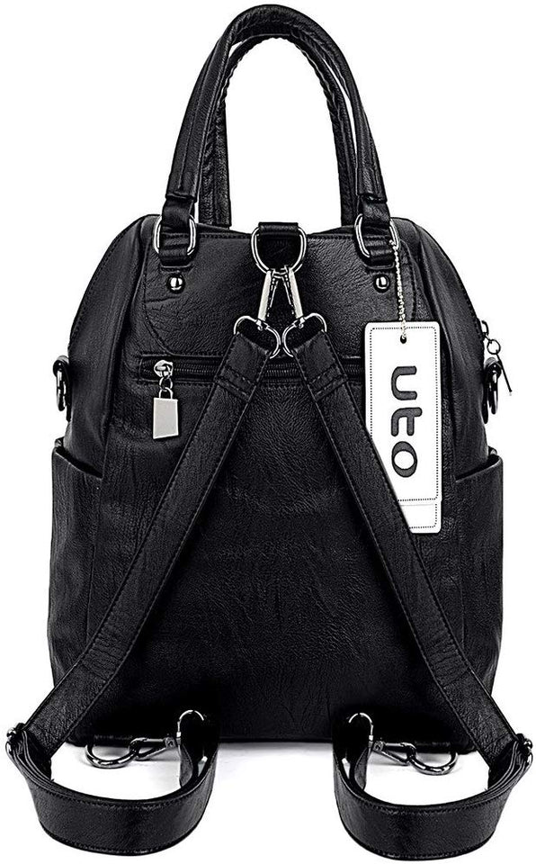 UTO Bolsa Mochila de Dama Mujer Moda Cuero Sintético Crossbody Bolsa de Hombro con Asas