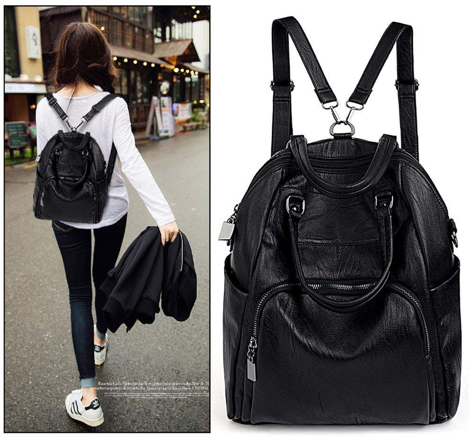 UTO Bolsa Mochila de Dama Mujer Moda Cuero Sintético Crossbody Bolsa de Hombro con Asas