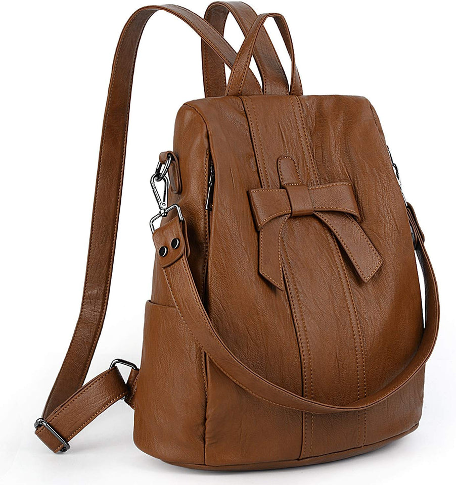 UTO Mujer Dama ANTI-THEFT Mochila Monedero PU Cuero Convertible Señora Mochila Arcoknot Bolsa