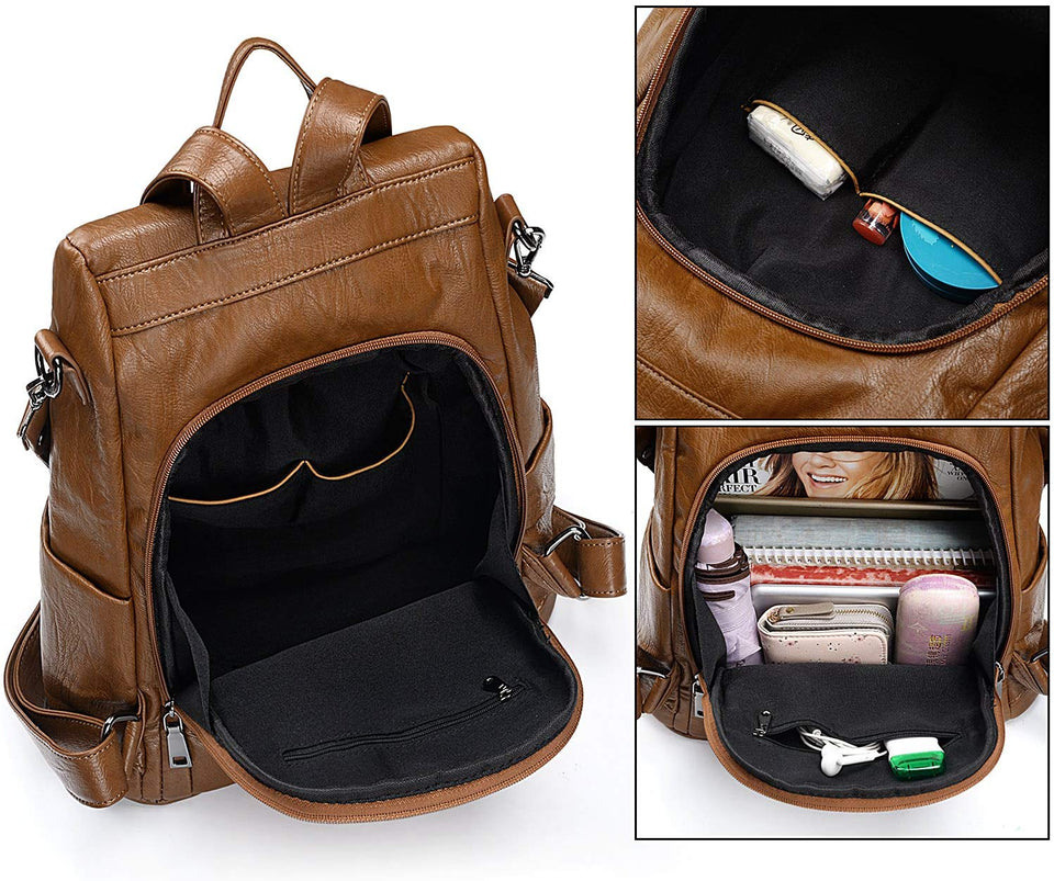 UTO Mujer Dama ANTI-THEFT Mochila Monedero PU Cuero Convertible Señora Mochila Arcoknot Bolsa