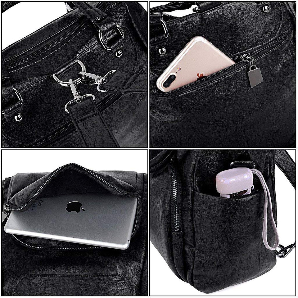 UTO Bolsa Mochila de Dama Mujer Moda Cuero Sintético Crossbody Bolsa de Hombro con Asas
