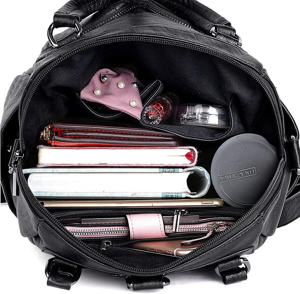 UTO Bolsa Mochila de Dama Mujer Moda Cuero Sintético Crossbody Bolsa de Hombro con Asas