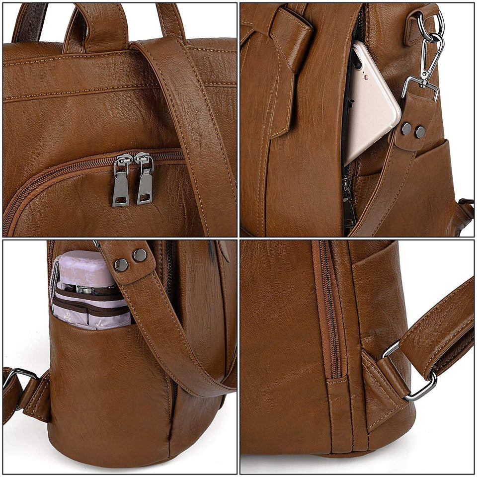 UTO Mujer Dama ANTI-THEFT Mochila Monedero PU Cuero Convertible Señora Mochila Arcoknot Bolsa